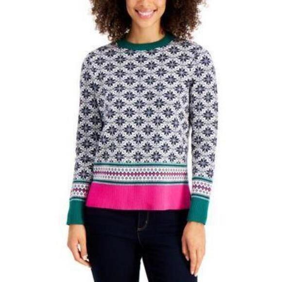 Charter Club Petite Fairisle Sweater Intrepid Blue PM - Picture 1 of 1